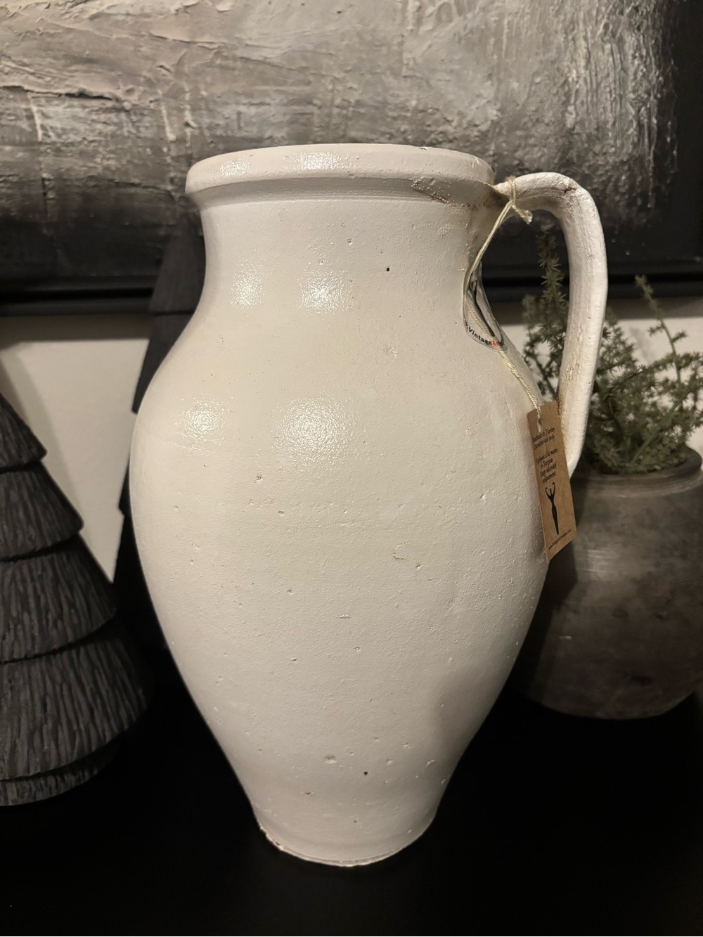 White Vintage Style Ceramic Decorative Pitcher Vase